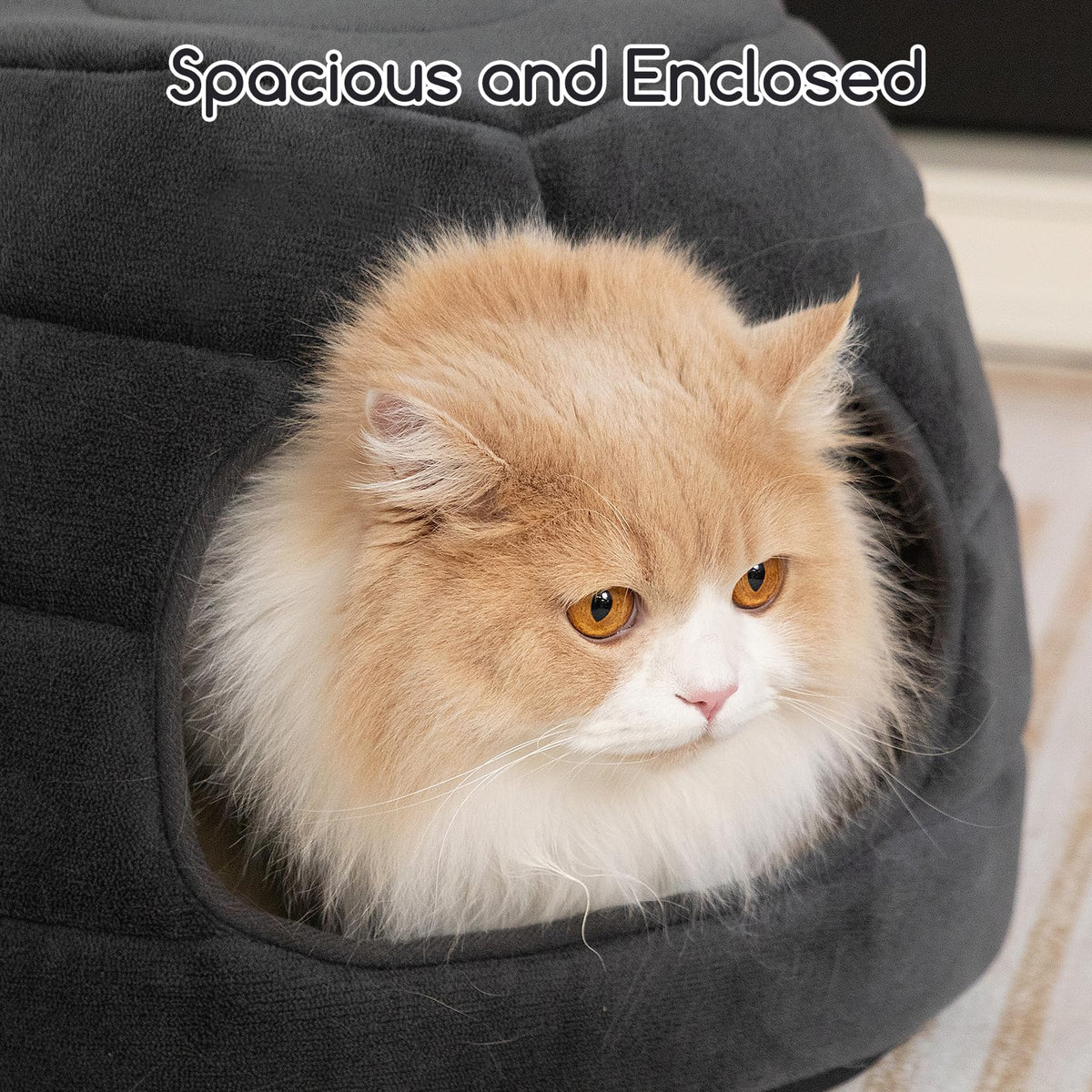Cat Bed Cave for Indoor Cats for Pets up to 15 lbs (Gray Igloo)