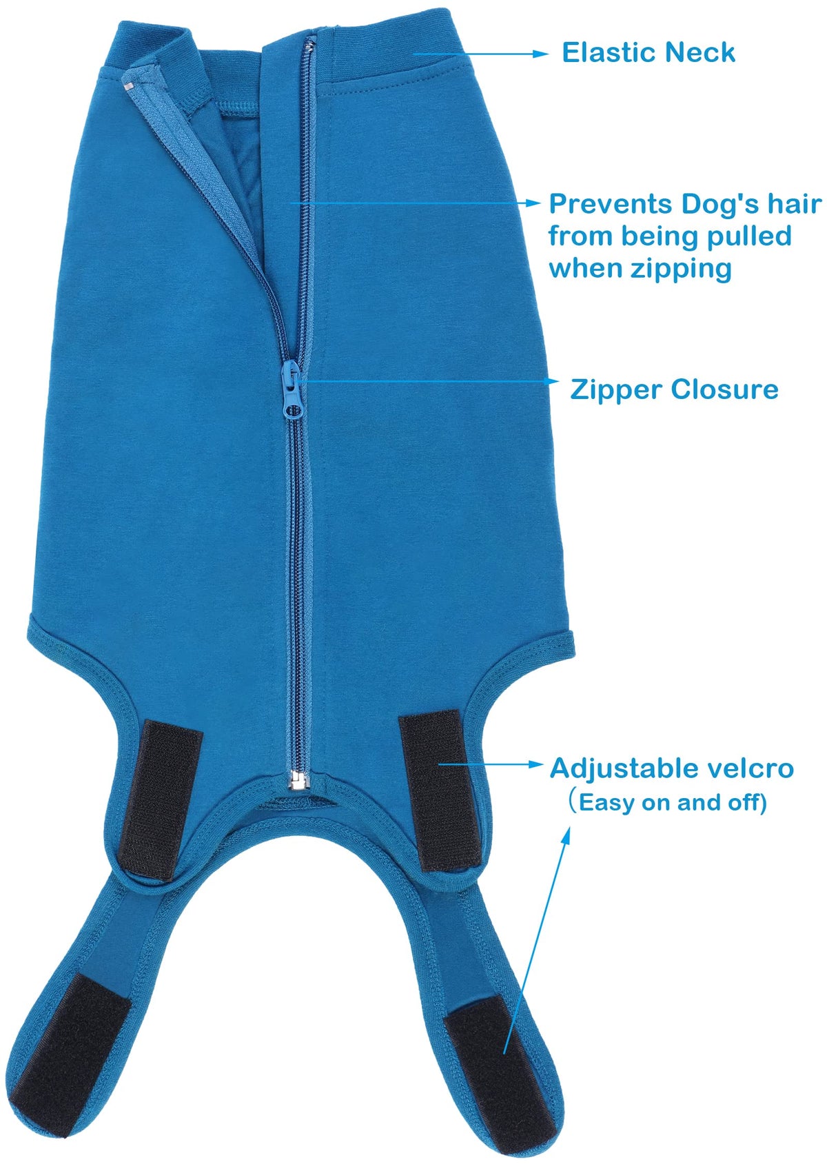 Dog Surgery Recovery Suit (XS(Back 8 - 10" Chest 12 - 14" Weight 4 - 8lb) / Blue)