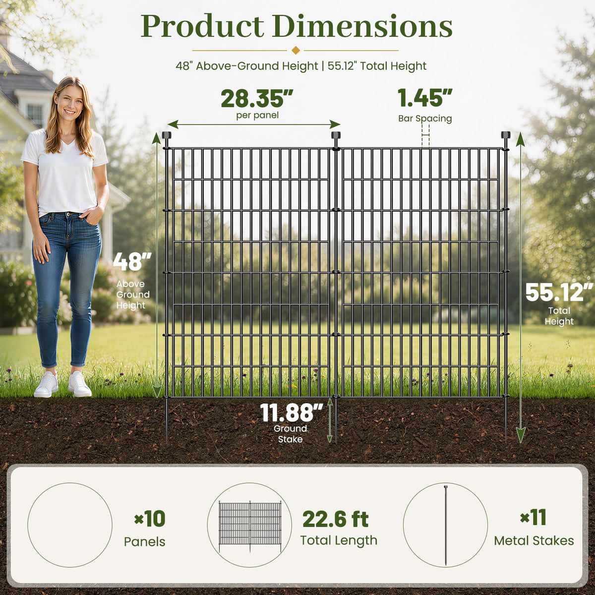 No Dig Garden Fence Outdoor for Yard (48 in(H) X 23.6 ft(L))