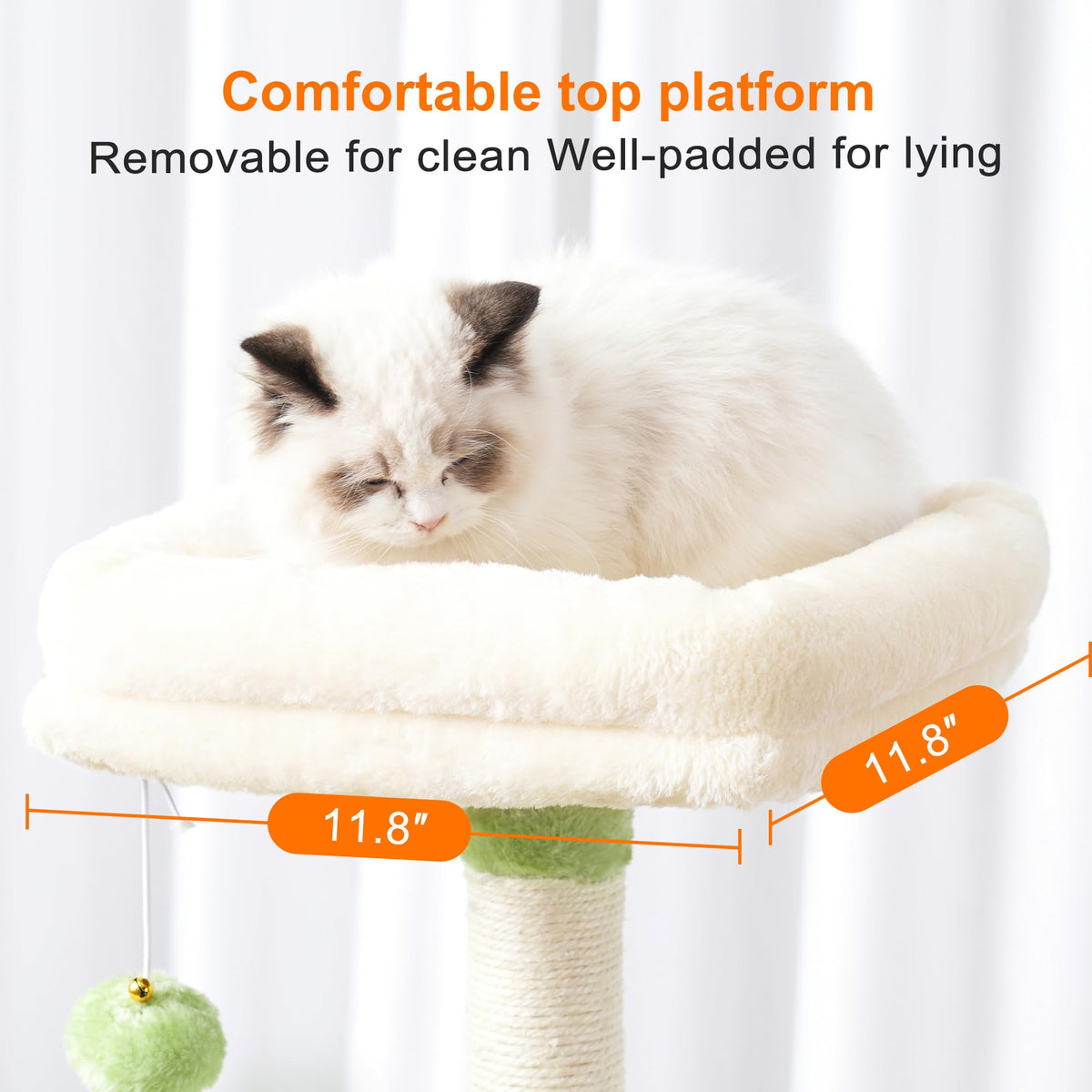 Cat Tree with Toy (Green and Beige / 43.3 inch)
