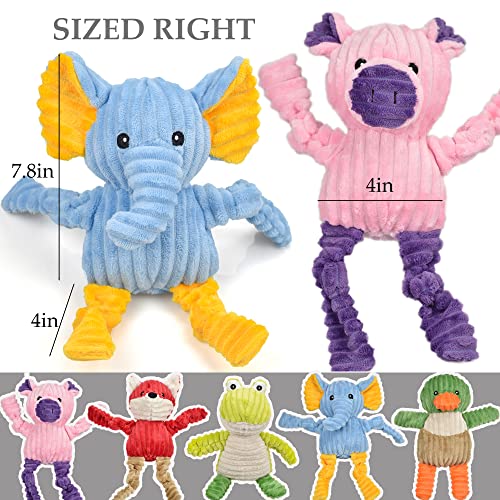 5 Pack Tough Dog Toys Stuffed Squeaky Dog Toys Assortment Plush Animal Dog Toy Value Bundle Puppy Pet Dog Toys for Small Medium Large Dogs (5 Pack Stuffed Dog Toys)