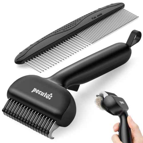 Self Cleaning Undercoat Rake for Dogs Cats with Thick Double Coats