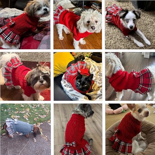 Small Dog Sweater Dress with Bowtie Turtleneck (XX-Large (30-45lbs) / Pink)