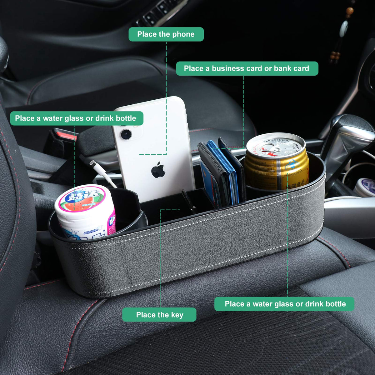 Car Seat Organizer Cup Drink Holders (UGBD-Gray)