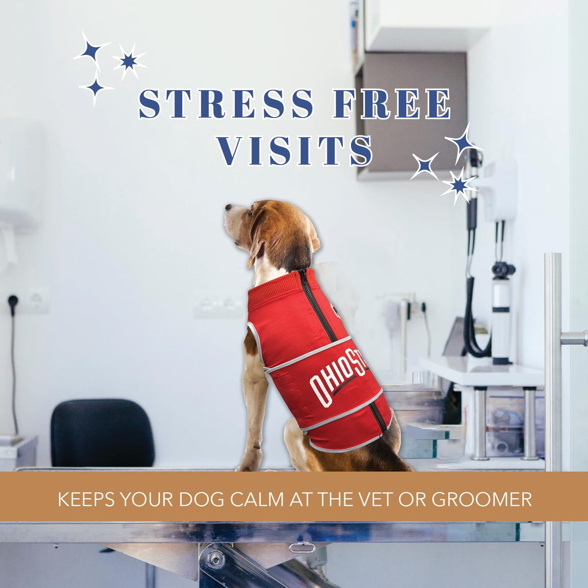 NCAA Ohio State Buckeyes Dog Anxiety Shirt Calming Soothing Vest (Medium / Ohio State Buckeyes)