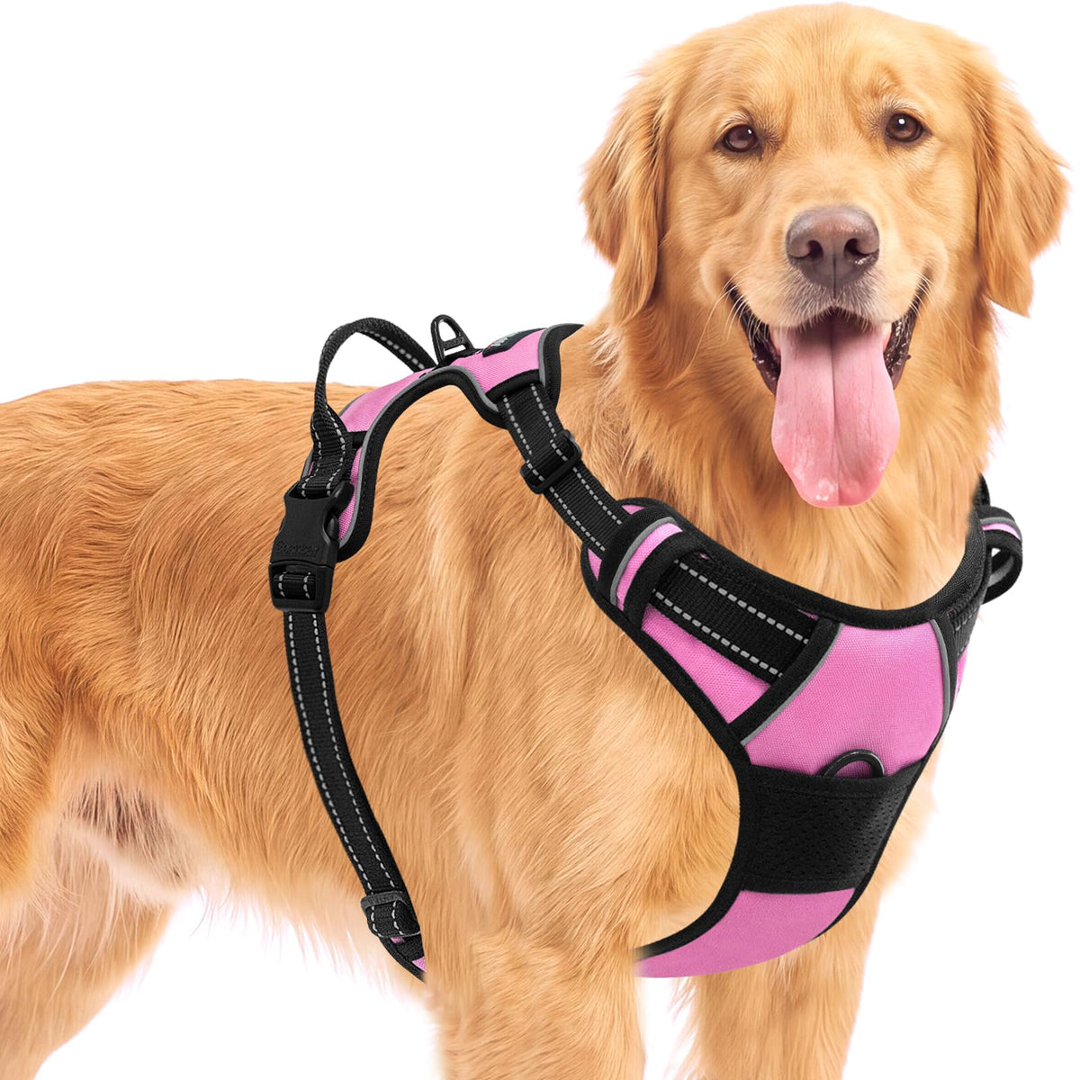 Dog Harness for Large Dog No Pull 2 Leash Clips Dog Vest (Pink / Large)