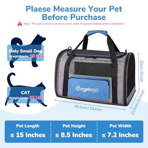 Cat Carrier Soft (Blue / 17.5"L x 11.0"W x 11.0"H)