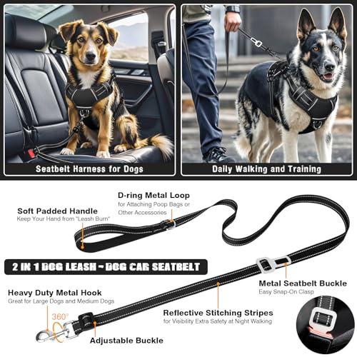 Tactical Dog Harness and Leash Set Small Sized Dog+10 Dog Patches (Small / Black)