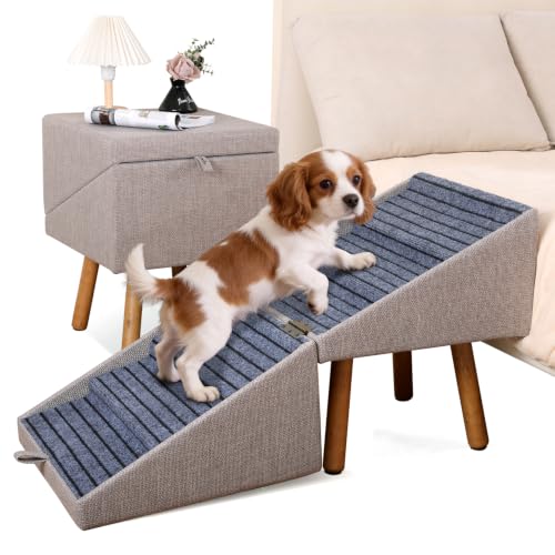 Dog Ramp for Bed Foldable Pet Stairs for High Beds 21.06" H (Light Brown / XXL(21.06”H))