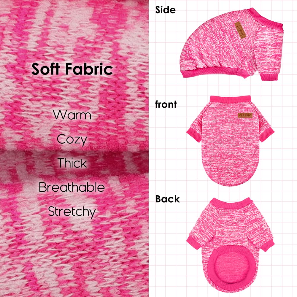 1 Pack Dog Sweaters for Small Dogs Girl Boy Winter Fleece Clothes Warm Soft Dog Sweatshirt Outfit for Dogs Cats Pet Apparel (Rose / XS (Back: 9.8", Chest: 13.7", 3.5-5.5 lbs))