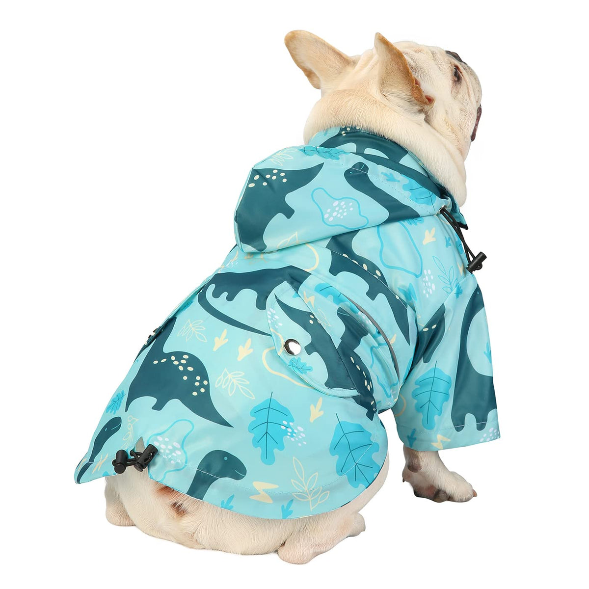 Premium 2 Layer Zip Dog Raincoat Poncho w (Small / Dinosaurs)