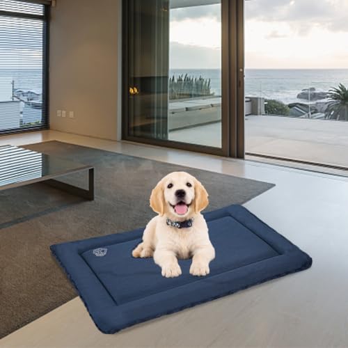 Dog Crate Pad for 30"x20" Dog Crate (Navy / M (29.1"x17.7"x1.1"))