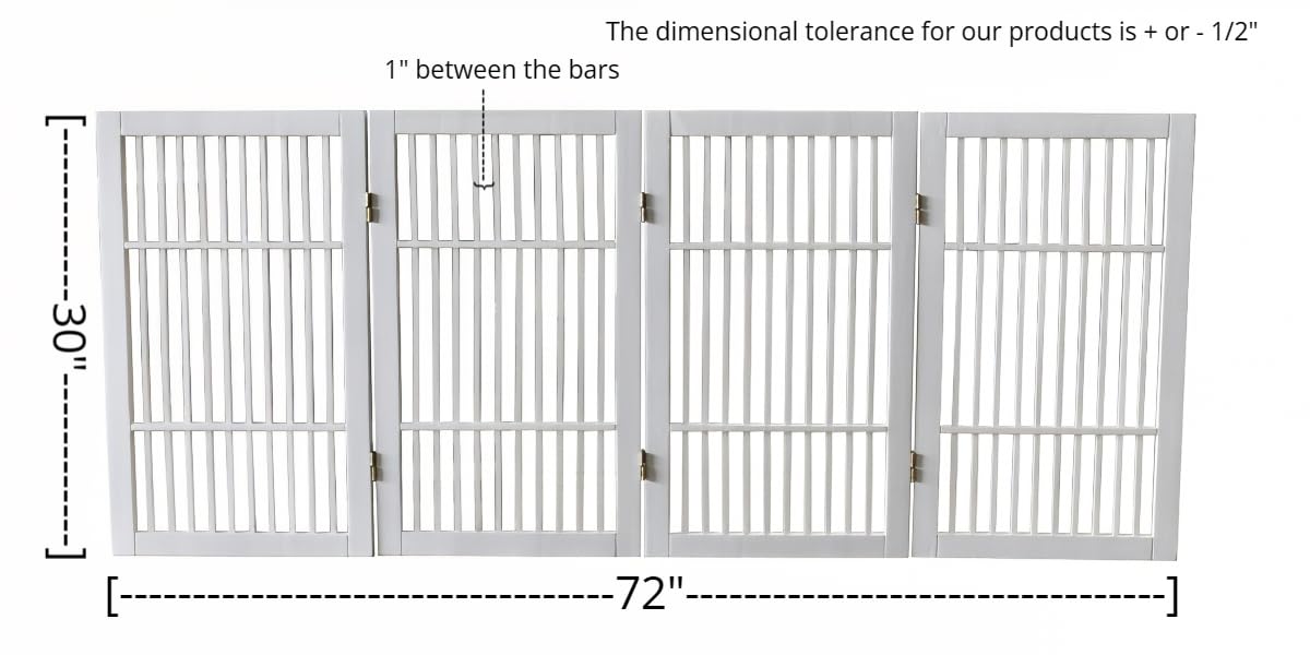 Pet Dog Gate Freestanding (4 Panel 30" Tall / White Pet Gate)