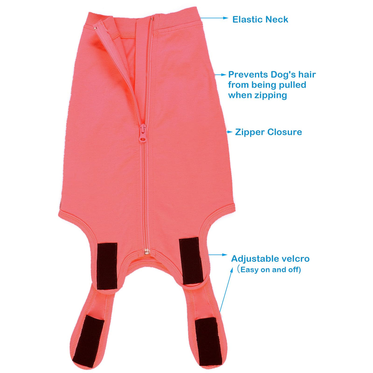 Dog Surgery Recovery Suit (XS(Back 8 - 10" Chest 12 - 14" Weight 4 - 8lb) / Light Red)