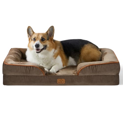 Orthopedic Dog Beds Large Sized Dog Washable Original Design (Brown / 35"l X 25"w X 6.5"th)
