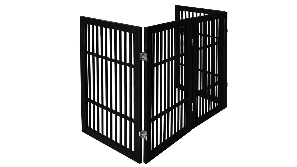 Pet Dog Gate Freestanding (4 Panel 30" Tall / Black Pet Gate)