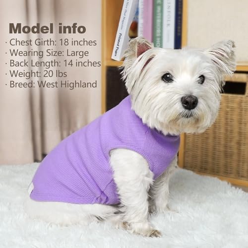 2Pack Waffle Dog Shirt for Small Dogs Soft Dog Sweater Tank Top (Large (12-18lbs) / 2Pack(Purple+Grey))