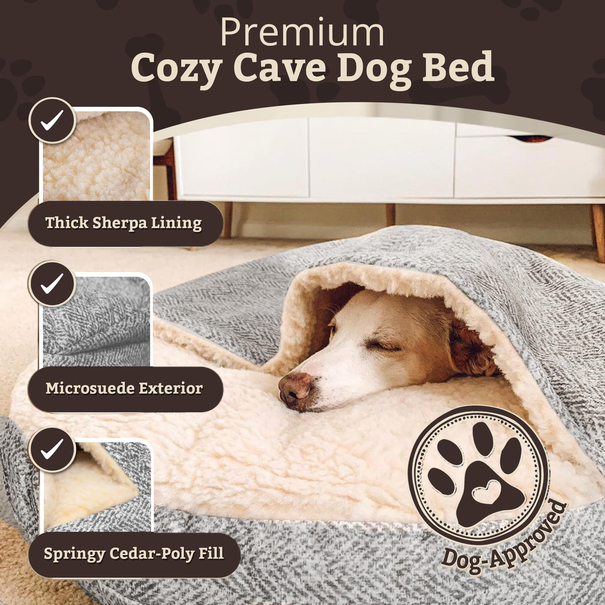 Cozy Cave Dog Bed (35.0"L x 35.0"W x 8.0"Th / Palmer Dove)