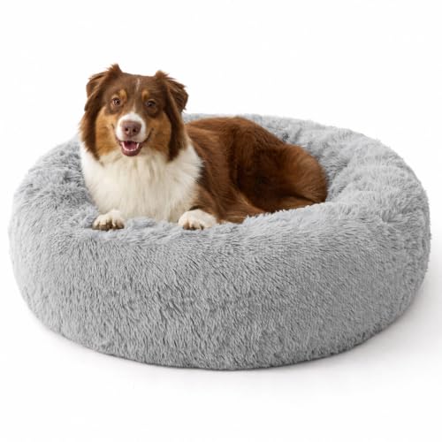 SupportMax® Calming XL Dog Bed Extra Large Washable Pet Bed (Quiet Gray / XL(42x42x9))
