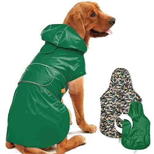 Dog Raincoat Reversible Dog Rain Jacket (Green / 2X-Large)