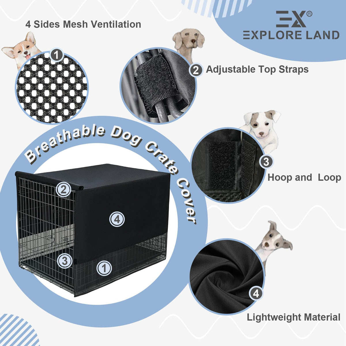 Breathable Dog Crate Cover (18"L x 12"W x 14"H / Black)