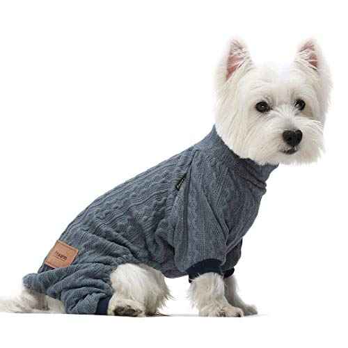 Turtleneck Knitted Dog Sweaters Winter Outfits Pet Coats Puppy Clothes Blue Extra Small (X-Small / Blue)