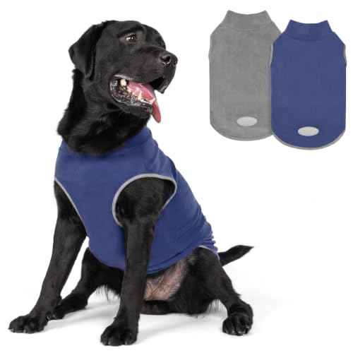 2 Pack Fleece Dog Sweater Pullover Lightweight Reflective Jacket (XX-Large / Solid Navy & Grey)