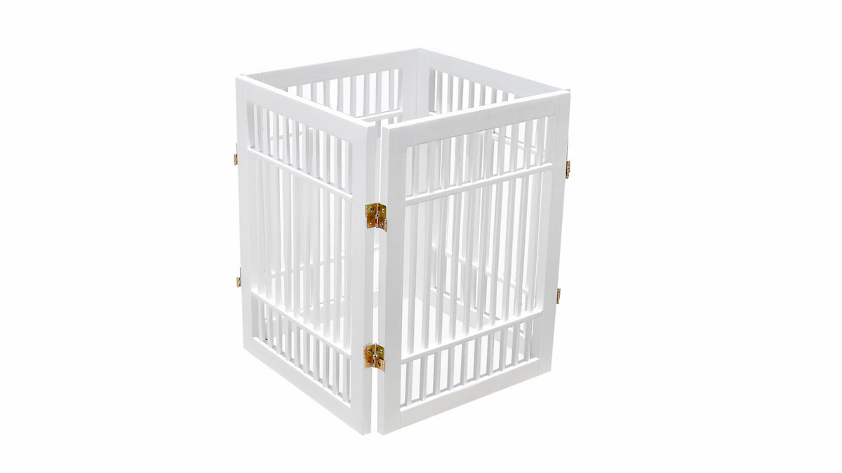 Pet Dog Gate Freestanding (4 Panel 24" Tall / White Pet Gate)