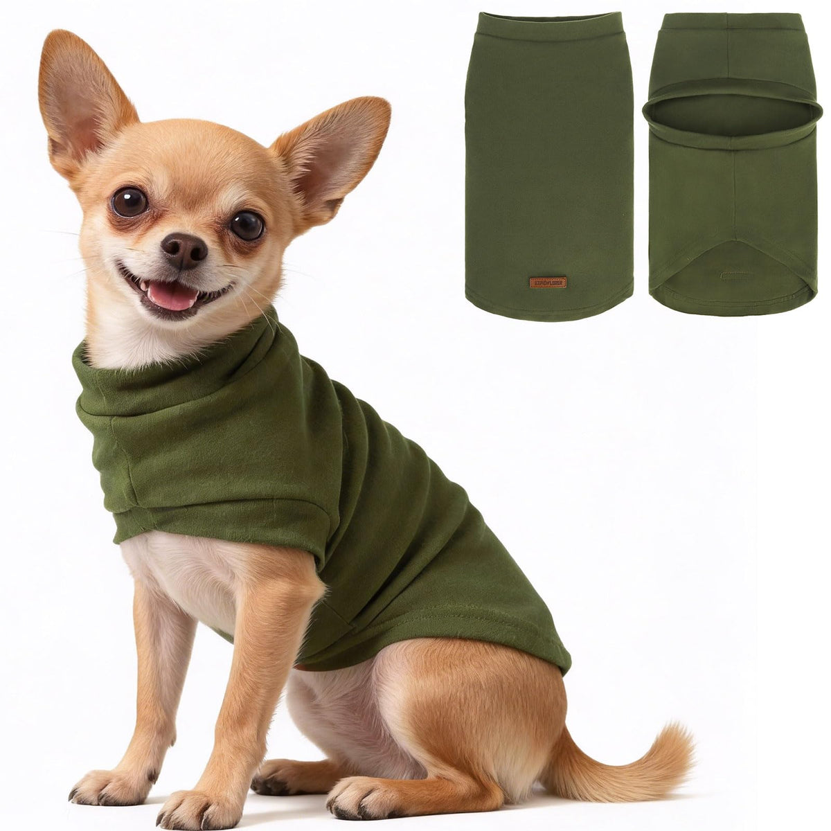 Cat Sweater Warm Fleece Pet Clothes for Cats Only (Army Green / Large)