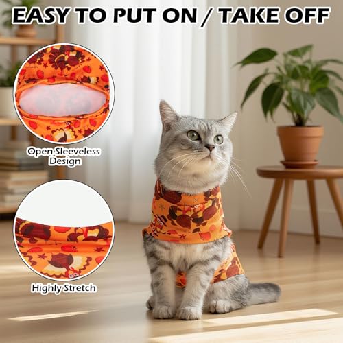 Thanksgiving Cat Sweater Warm Fleece Pet Clothes for Cats Only (Thanksgiving / Small)
