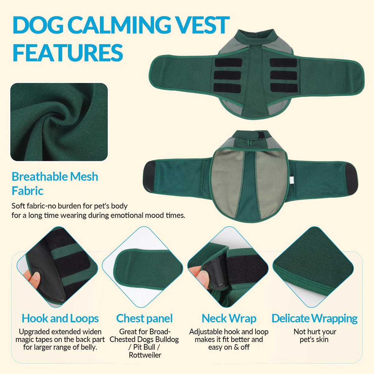 Pet Anxiety Vest Jacket (Green / 2XL(Chest:35.4"-41.3"))