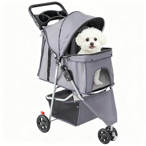 3 Wheels Pet Stroller (Grey)