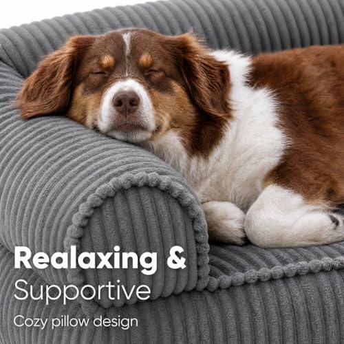 Dog Couch Bed (Dark Grey / 36.6"Lx25"Wx10"Th)