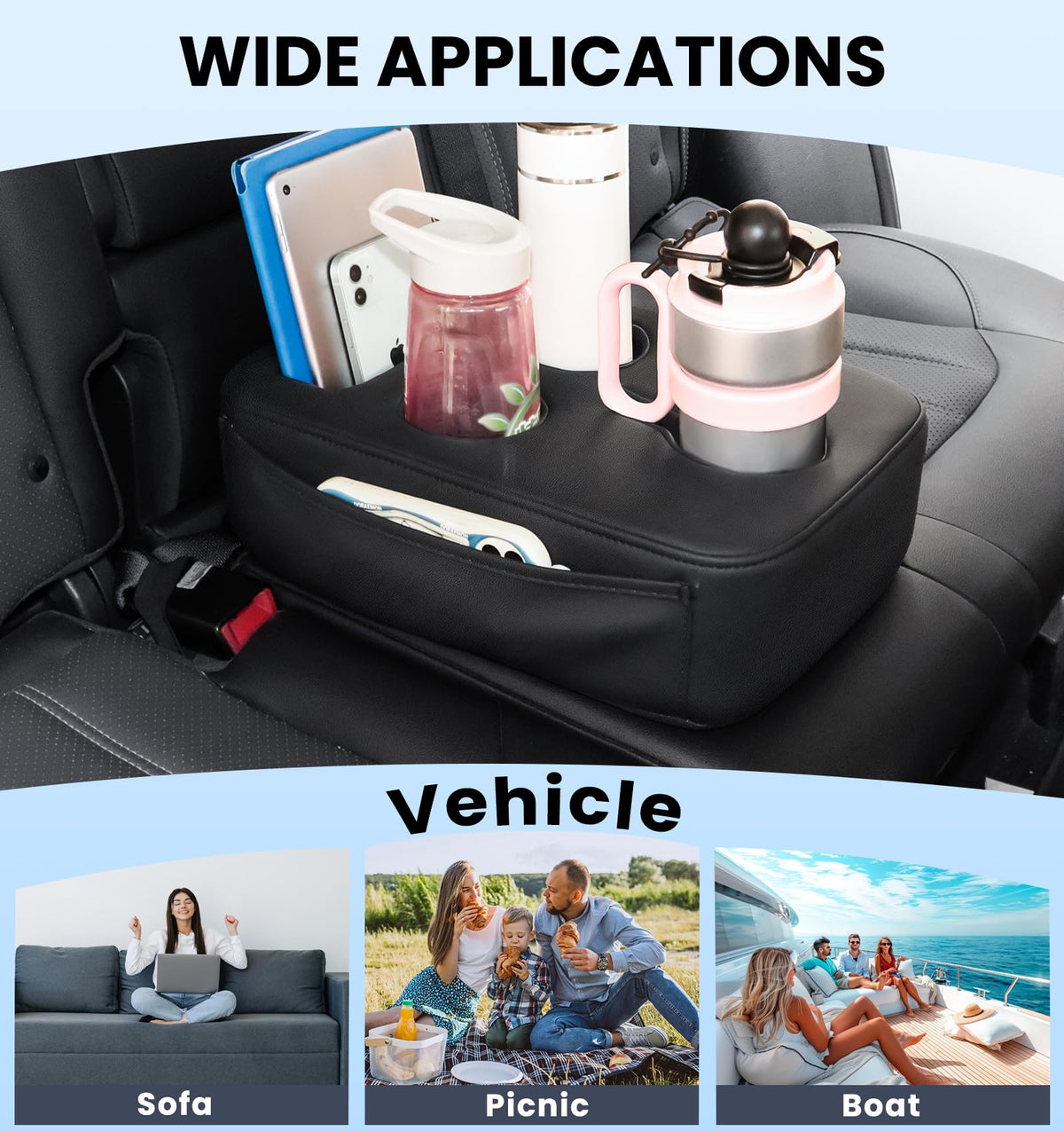 Back Seat Cup Holder for Car (Side Pockets)