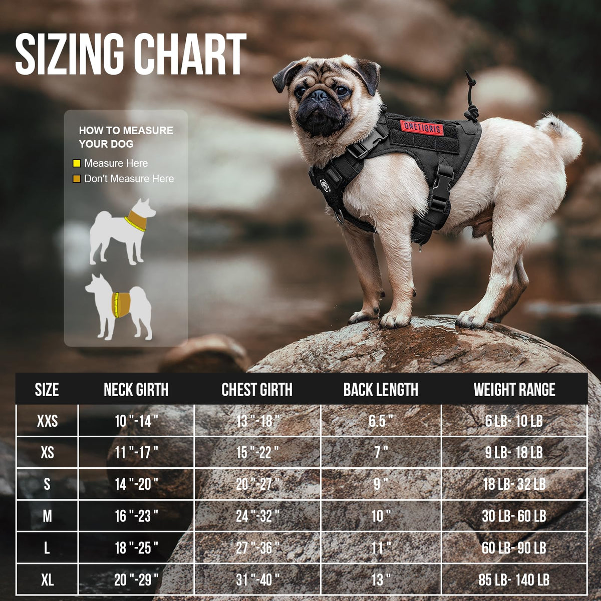 Tactical Dog Harness with Handle No (XX-Small / Black)