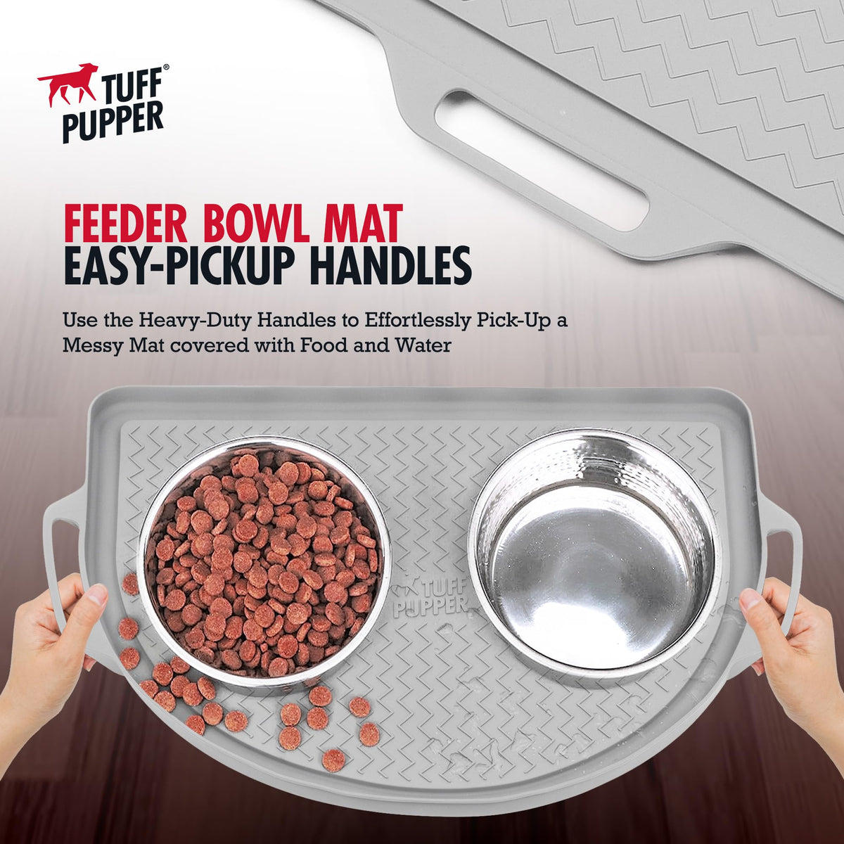 26x21 Large Waterproof Pet Feeding Mat (Gray / Semi Circle Large - 26" x 21")