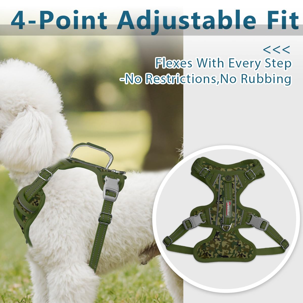 No Pull Dog Harness for Small Sized Dogs (Camo / X-Small(Chest:14.6-19.6”))