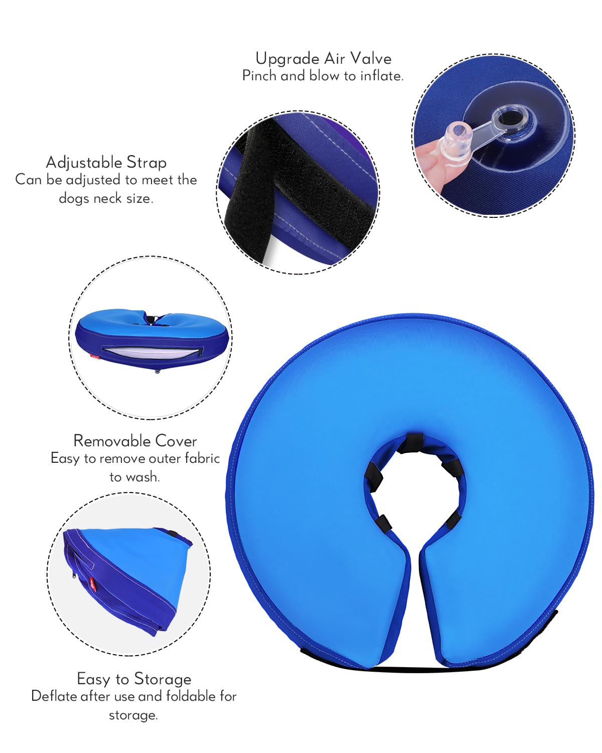 Inflatable Dog Cone (DarkBlue / M+(14"-18"))