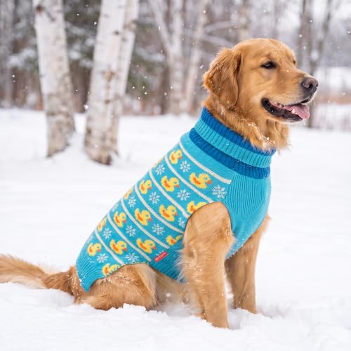 Dog Sweater for Large Dogs Turtleneck Thick Knit Pullover (3XL (60-80lbs) / Duck)
