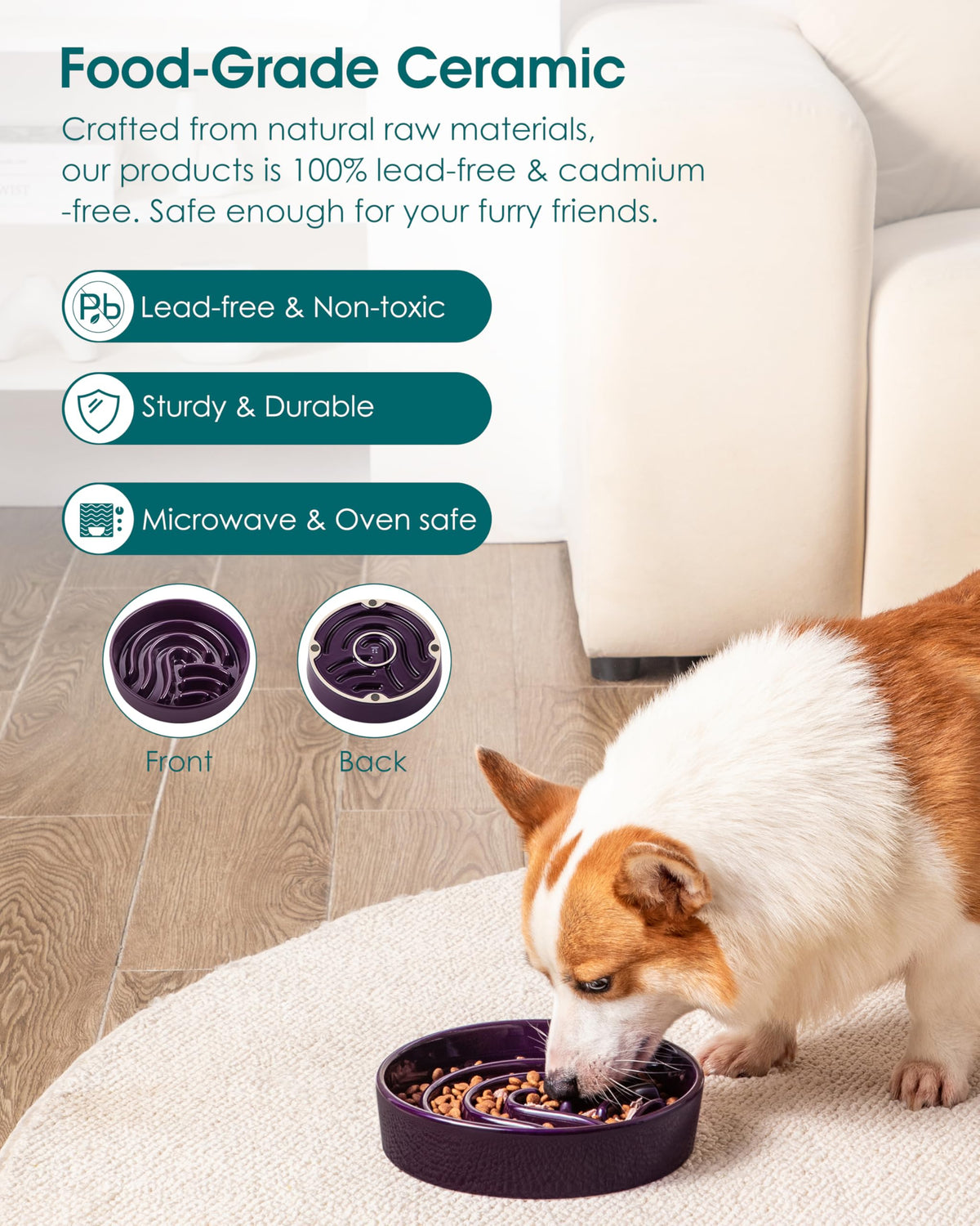 Slow Feeder Dog Bowl (Dark Purple / 1.5 Cups)