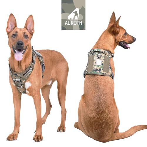 Tactical Dog Harness for Extra Large Dogs (Camo - Woodland Camo / XXL(Neck:21.7-36.7",Chest:28.3-44.1"))