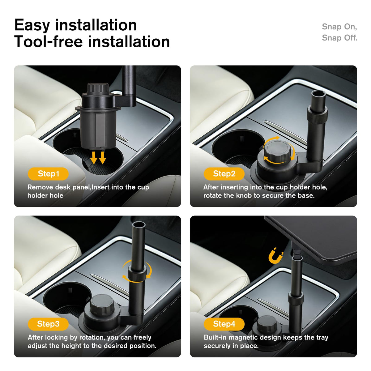 Car Desk for Laptop (Black leather color)