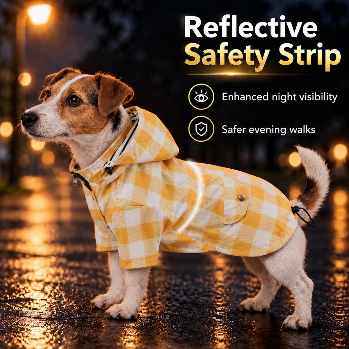 Dog Rain Coat Waterproof Raincoat Puppy Jacket with Buttons Zipper Hood Drawstring Fit for Yorkie Terrier Schnauzer Poodle Border Collie Labrador Golden Retriever 8lbs to 80lbs (X-Large / White/Yellow Paid)