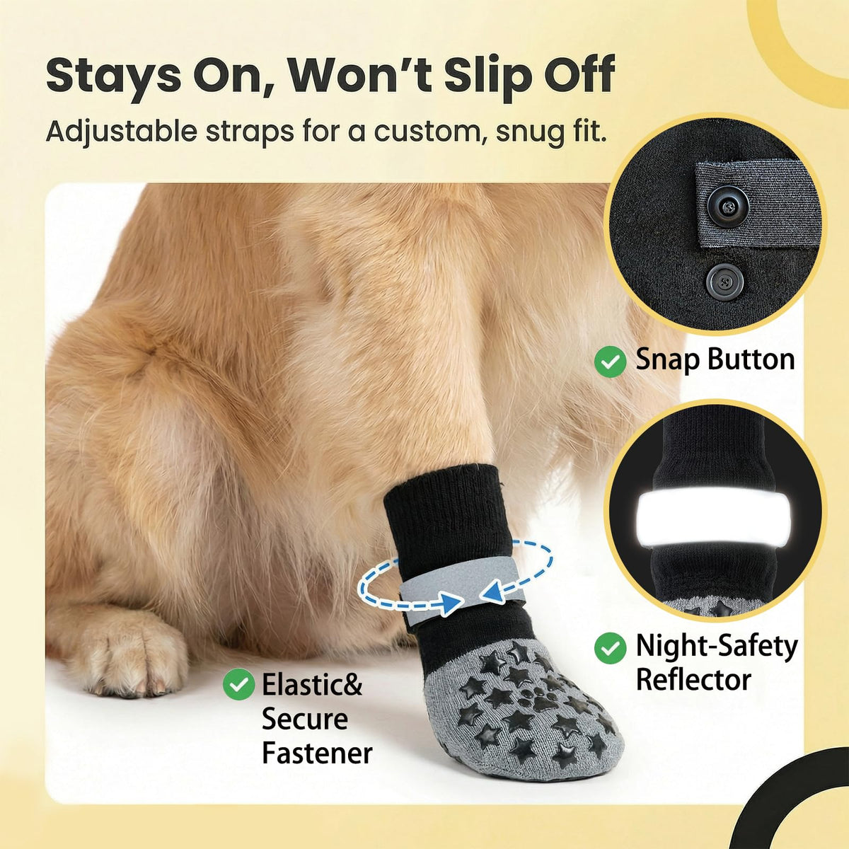 Reflective Dog Socks Grippy Socks Prevent Licking Paws (Classic Grey / Small)