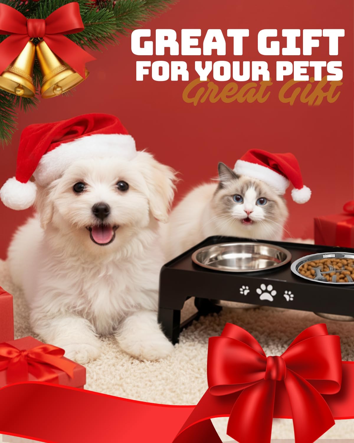 Elevated Dog Bowls for Small Dogs and Cats (Black / Small)