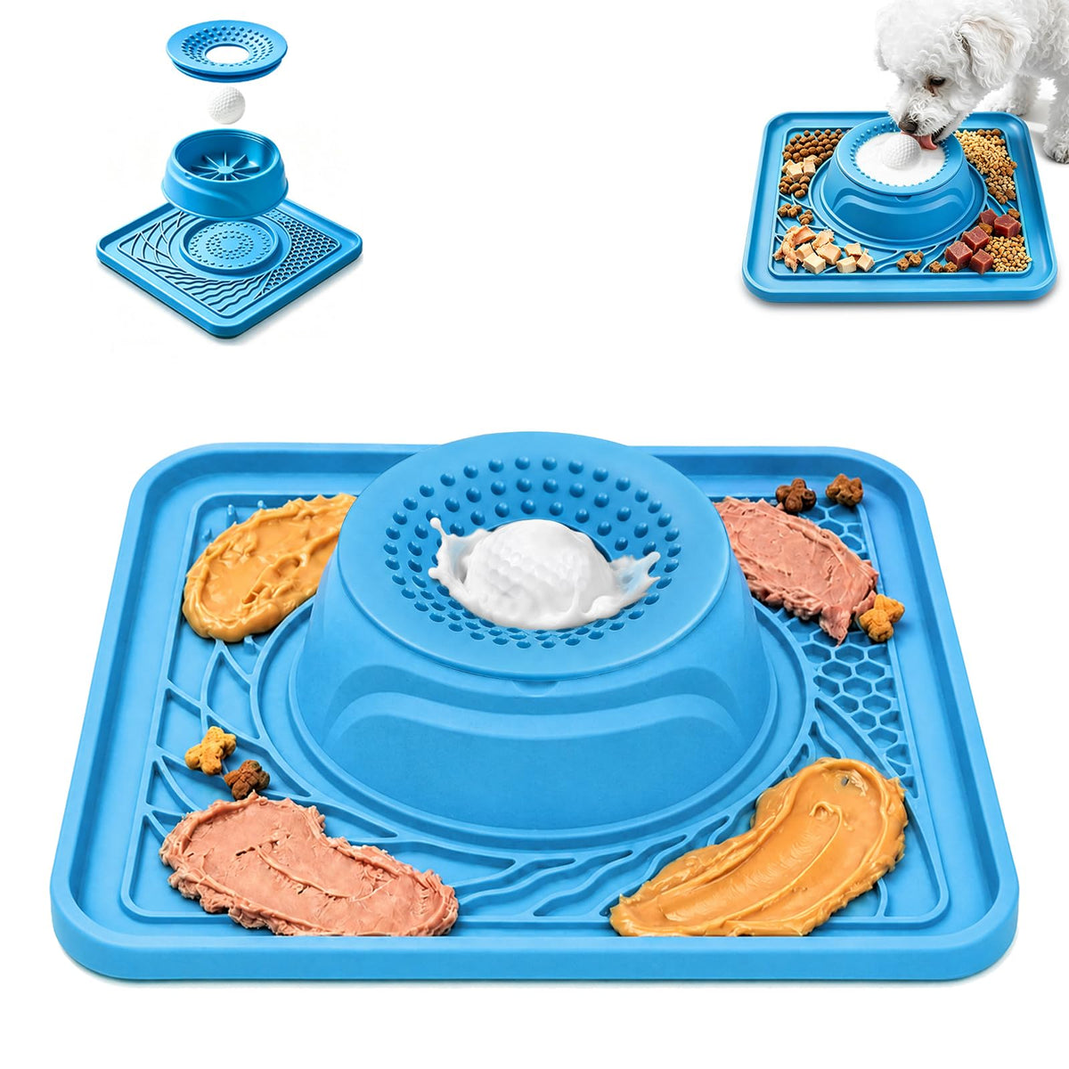 Slow Feeder Dog Bowl & Lick Mat (blue)
