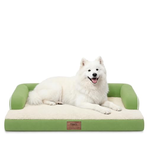 Orthopedic XL Dog Bed with Bolster for Extra Large Size Dogs (42.0"L x 30.0"W x 8.0"Th / Grass Green)