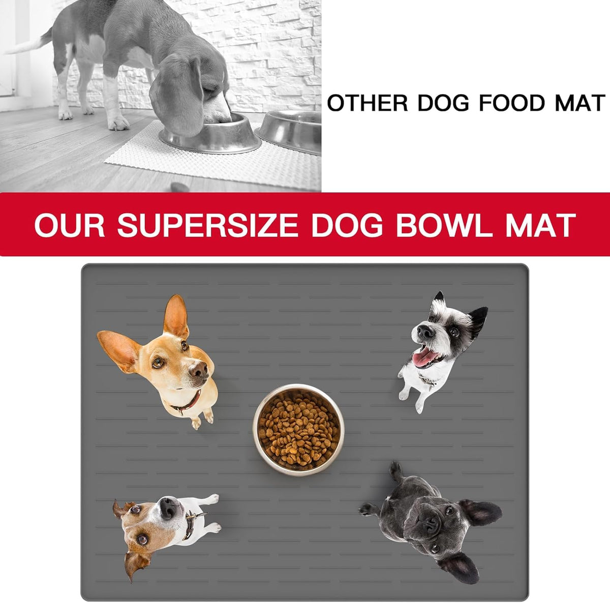 Silicone Pet Food Mats (Gray Green / 48"L x 32"W)