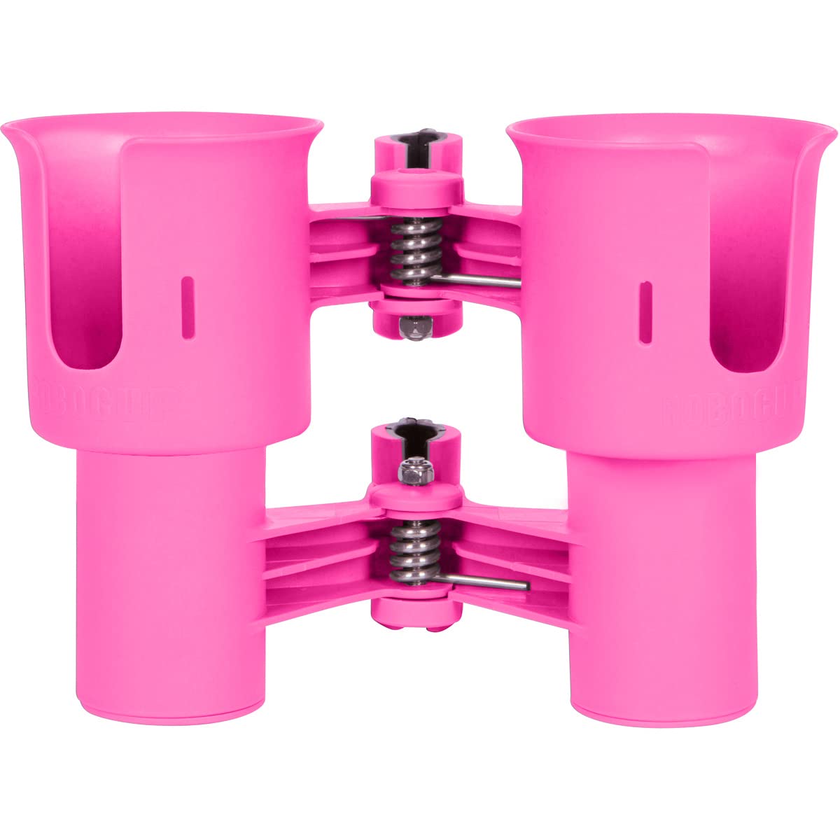 Hot Pink EZ-Spring), Patented Clamp On Boat Cup Holder |Multifunction Dual Drink Caddy for Fishing Poles, Tools, Net |Portable Storage for Boating, Beach, Umbrellas, Golf Carts, Strollers (Hot Pink / EZ-Spring)