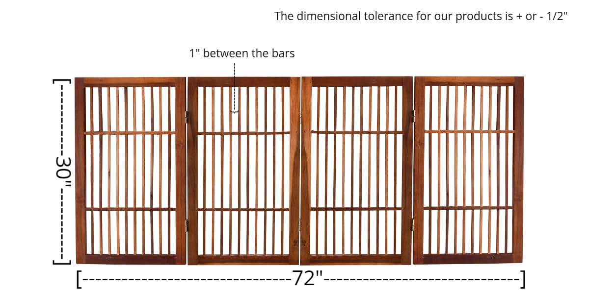 Pet Dog Gate Freestanding (4 Panel 30" Tall / Brown Pet Gate)